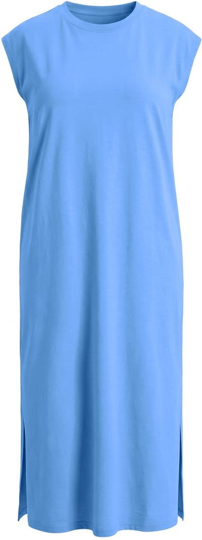 Studio Untold - Dames - Jersey midi-jurk oversized ronde hals mouwloos - Alpenblauw - Maat 42+