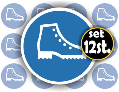 Jerma - Veiligheidsschoenen verplicht - Sticker - set 12 st - ⊘ 4.5 cm - Weerbestendig - Zelfklevend