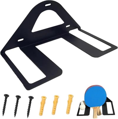 Tafeltennis Organizer - Bat Houder - Sportspullen Opbergen - Wandmontage Design - 4 Batjes 6 Ballen - Mat Zwart