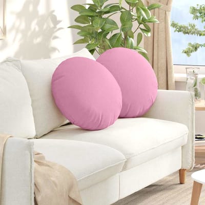 vidaXL - Zitkussens - 2 - st - Stof - Roze - Ø50 - x - 19 - cm