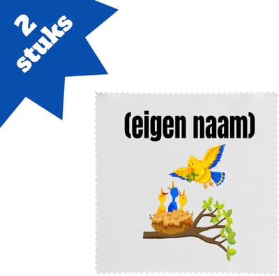 Akyol - vogels en nest met eigen naam brillendoekjes - Vogels - dieren liefhebber - iemand die houdt van vogels - verjaardag - cadeau - kado - geschenk - 17,8 bij 17,8 cm - 2 stuks