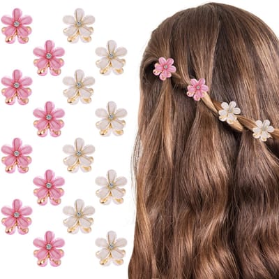 Dailygoods - Cobee Kleine Diamant Haarspeld Pearl Klein Haarklem Haarversiering voor Dames Meisjes Verjaardag Feest Bruiloft Foto Lieve Haarspeldjes Strandbloemen 2cm/0,78in