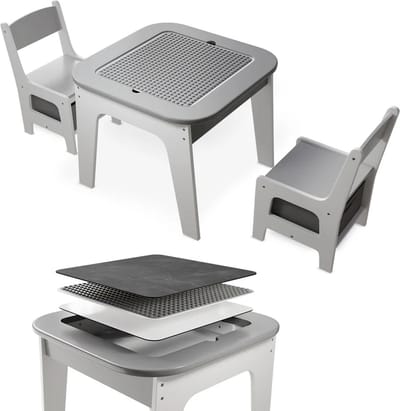 Kinderzitgroep Milou - Met 2 stoelen en 1 tafel - Grijs