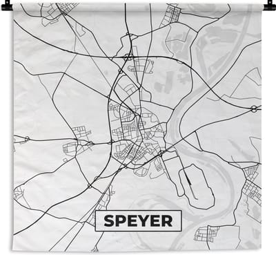Wandkleed - Wanddoek - Stadskaart - Speyer - Plattegrond - Kaart - 180x180 cm - Wandtapijt