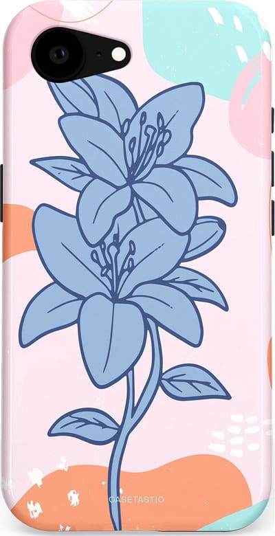 Casetastic hoesje geschikt voor Apple iPhone 16e / Apple iPhone 17e - MagSafe - Dubbellaagse bescherming - Roze Paarse Lelie Bloemen - Fashion Case - Wit Perzik Lichtblauw Mintgroen