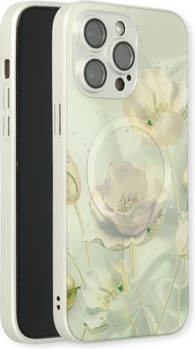 Casemania Hoesje Geschikt voor Apple iPhone 14 Pro - Groen - Siliconen Marmer Back Cover - Geschikt voor MagSafe