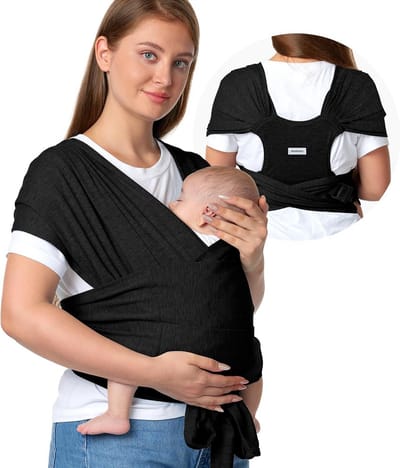 Ademende Babysjaal Draagdoek met Drukknoop - Eenvoudig Strikken - Tot 9 kg - Voor Pasgeboren en Baby's - Donkergrijs