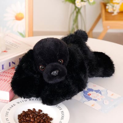Leuk 1Stuks 30Cm Schattig Liggende Hond Pluche Speelgoed Kawaii Zwarte Puppy Kussen Gevuld Zacht Poppetje Mooi Verjaardagscadeau Voor Leeftijden 30cm zwart