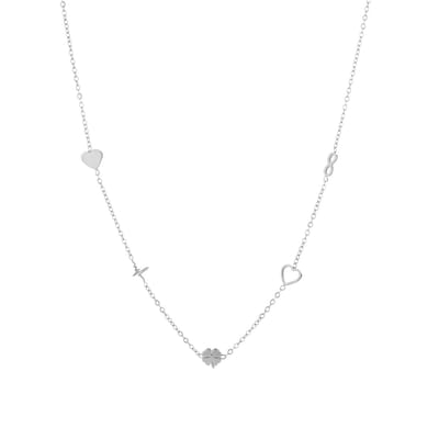 Minimalistische ketting met figuurtjes - Michelle Bijoux - Zilveren ketting - Zilver - Stainless Steel (verkleurt niet!) - Waterproof necklace - Kerst cadeau - Sinterklaas cadeau - Kerst - Moederdag - Valentijn - Party - Nikkel vrij