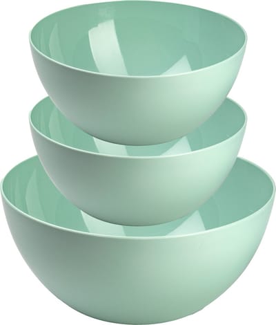 Plasticforte voedsel serveer schalen set - 3x stuks - mintgroen - kunststof - Dia 23 en 26 cm