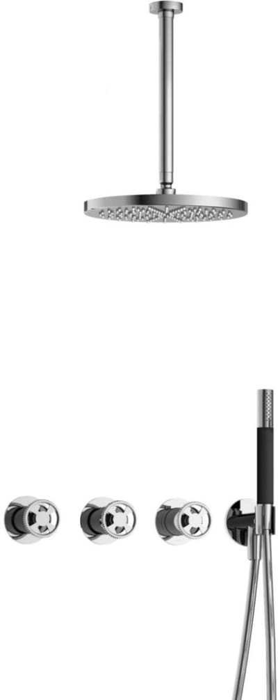 Hotbath Cobber - CW7067 - Inbouw Regendoucheset - Chroom - 2 Stopkranen - Thermostatisch - Plafondbuis 30 cm - Hoofddouche 300 mm - Ronde Handdouche - met M106 - Waterbesparend