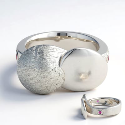 Cavill - Zilveren Damesring - 925 Sterling Zilver - Madagaskar Robijn Rondslijpsel 0,036 ct - Elegante Minimalistische Ring met Edelstenen Rood
