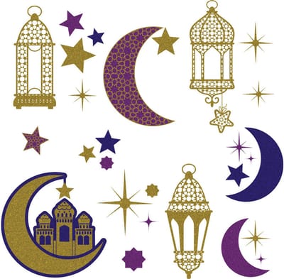 New Moon Eid Mubarak raamstickers