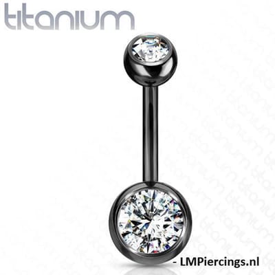 Piercing titanium steen 1.6x10x8 - zwart - LMPiercings