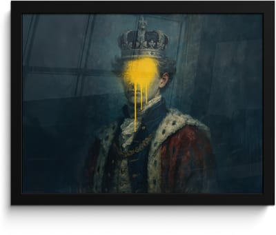 Poster in lijst - Fotolijst 40x30 cm - Posters - Koning - Portret - Druipende gele verf - Posterlijst zwart - Decoratie - Wanddecoratie woonkamer - Muurdecoratie slaapkamer