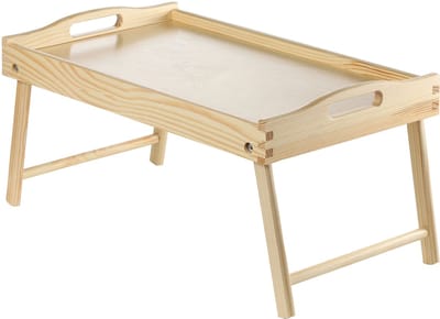KADAX Bedtafel, ontbijtdienblad van grenenhout, 19 x 30 x 50 cm, serveerdienblad, inklapbaar beddienblad, eetdienblad voor ontbijt op bed, bijzettafel (kleurloos)