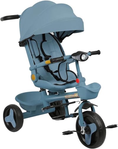 Driewieler voor baby's - Kinderwagen fiets - Kind begeleiden - 5-in-1 veelzijdigheid - 100 x 75 x 50 cm - Blauw