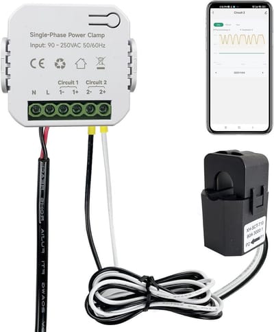 Slimme Energiemeter WiFi 80A - Realtime Stroomverbruik Meten - Eenfase Klem