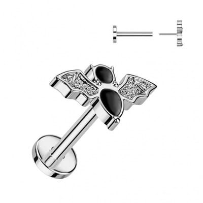 Piercing titanium bat push in 1.2x8 - zilver - LMPiercings
