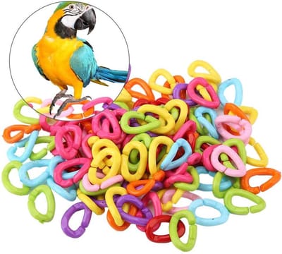 MK Stoer -- Ringen voor kinderwagen - Kunststof - Haak - Speelgoed vogel papegaaien - Veelkleurig - Kind 100 stuks C-Clip-schakels geschikt voor kinderwagen