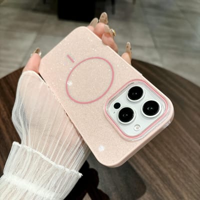 Luxe Bling Glitter Magsafe Magnetische Hoes Voor iPhone 16 Pro Max 15 14 13 12 11 Plus Draadloos Opladen Schokbestendige Achterkant For iPhone 14 Pro gray