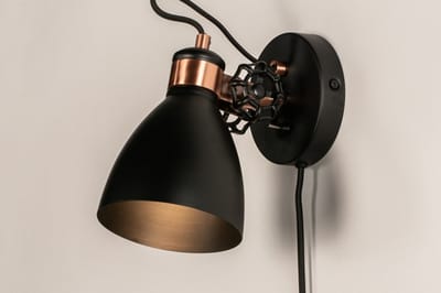 Lumidora Wandlamp 74462 - Voor binnen - RITA - E14 - Zwart - Roodkoper - Metaal