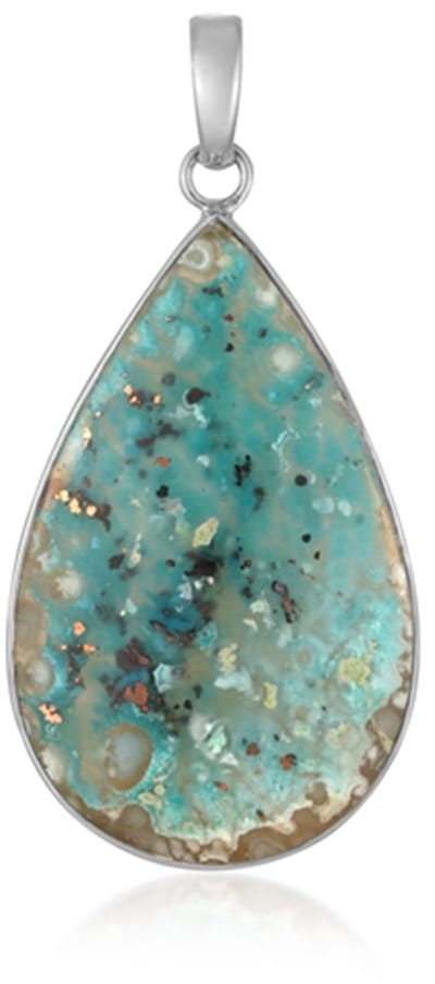 Cavill - Zilveren hanger 925 sterling zilver - Venus chalcedoon 36,6 ct - druppelvormige cabochon - handgemaakt Indonesische sieraden
