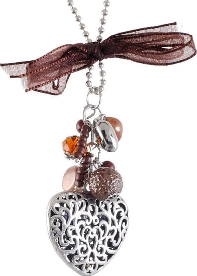 Behave Lange ketting met hartvormige hanger en strik – Nikkelvrije modeketting