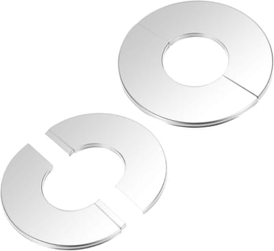 2-Pack Wand Split Flens voor 1.6 Inch/40mm OD Pijp, Ronde Zelfklevende Roestvrijstalen Platen voor Waterleidingen en Kranen