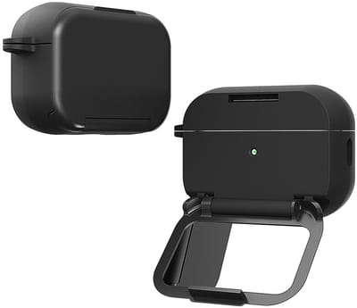 Telestore - Hoesje geschikte voor AirPods Pro 3 - TPU hybride hoesje Beschermhoes - hoesje met spiegel AirPods Pro 3 Cover - AirPods Pro 3 Hoesje - Geschikt voor Apple Airpods Pro 3 - zwart - hard cover met make up spiegel - sleutelhanger