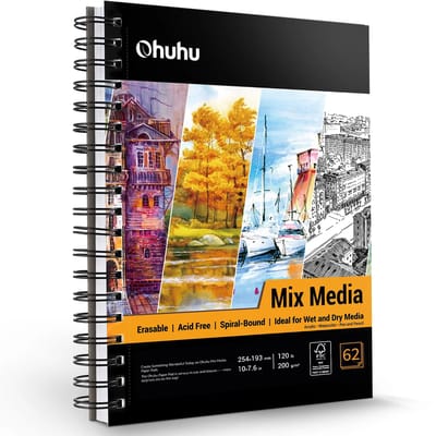 Ohuhu - Mixed Media / Alcohol Marker papier - spiraalblok - 25.4 x 19.3 cm - 200 grams - 62 vellen