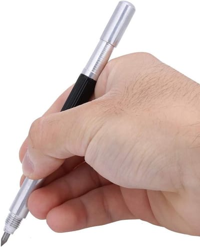 Metalen Pennetje - Graveerpen - Nauwkeurig Markeren - Dubbele Hardmetalen Punt - 13.5 cm - Aluminium