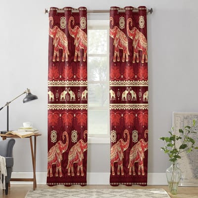 India Dier Olifant Bloem Ramen Gordijnen Woonkamer Slaapkamer Raambekleding Huishouden Keukengordijnen 135W x 60H(cm) x1