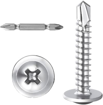50 stuks Zelftappende Schroeven,M4.2x25mm Plaatschroeven, Boorschroeven 410 Roestvrij Staal, M4.2 Kruiskop, Metalen Schroeven met Schroevendraaierbit voor Staal