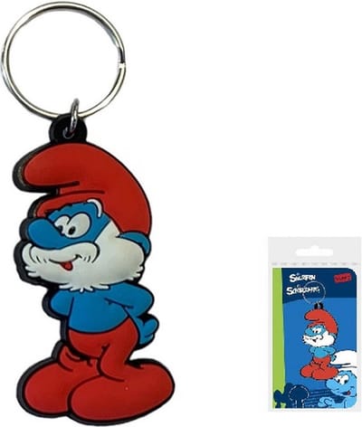 De Smurfen - sleutelhanger grote smurf - plat - rubber - 6 cm