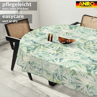 ANRO Tafelkleed Bladeren Beige Ovaal 180x140cm Met sierband Afwasbaar Waterafstotend Binnen & Buiten