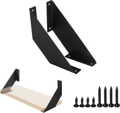 Robuuste Zwarte Planksteunen 10cm - Set van 2, Ideaal voor Wandplanken, Metalen Steunen voor Zwevende Planken, 90 Graden Hoek
