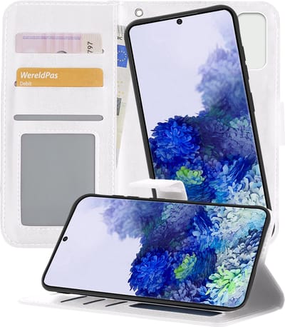 Hoesje - 2 in 1 - Geschikt voor Samsung Galaxy S20 - Met Uitneembare Hard Cover - Kunstleer - Bookcase - Wallet Case - Met Pasjeshouder - Book Case - Uitneembaar - Pashouder - Telefoonhoes - Wit