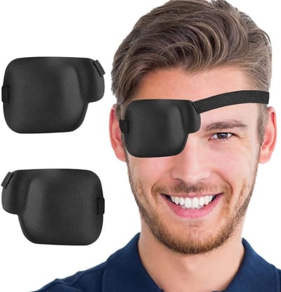 Set van 2 Zwarte 3D Oogmaskers voor Volwassenen en Kinderen, Verstelbare Oogband voor Amblyopie en Strabismus, Comfortabel en Ademend Design