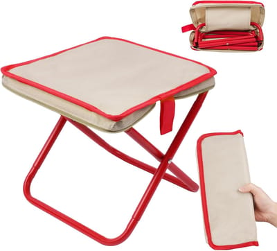 Vouwstoel -klapstoel-vouwstoel camping- Opvouwbare kampeerstoel - Ultralicht - Draagbare maanstoel - Oxford stoffen zitting - Geschikt voor kamperen, wandelen, vissen, picknicken, reizen en strand - Sterk draagvermogen (Rood - 28*24*26)
