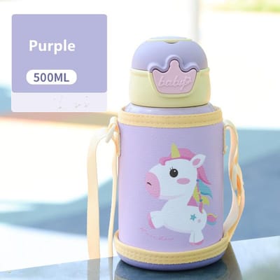 500ml Dinosaurus Kinderthermosfles Schattige Kinderen Thermische Waterfles Roestvrijstalen Thermosbeker Voor Student Waterbeker 500ML beige