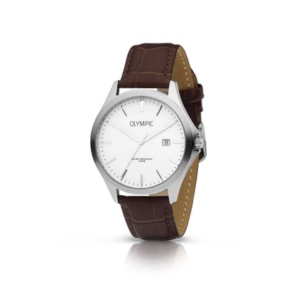 Olympic OL72HSL067 ROBIN - Horloge - Staal - Zilverkleurig - Leer - 40mm