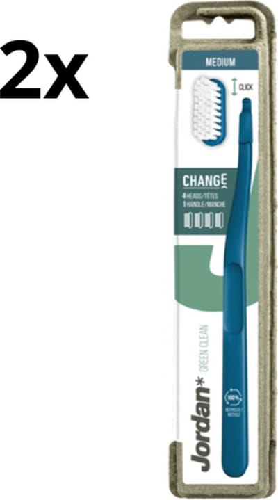2x Jordan Tandenborstel Green Clean Change Medium 4-pack