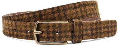 Dames riem bruin - Leren jeans riem 3cm pied-de-poule - Leer - Jeans riem - Fashion statement - Maat 95