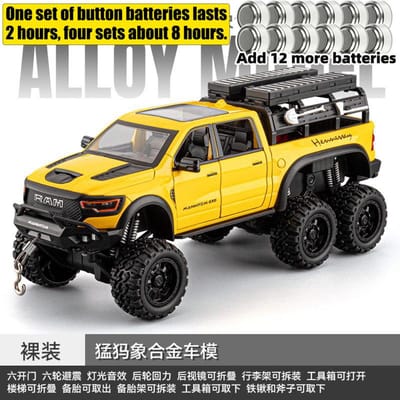 1:24 Dodge Hennessey Mammoth 1000 6X6 Véhicule d'Aventure Overlanding Modifié Son & Lumière Tirer en Arrière Jouet Objets de Collection Cadeau d'Anniversaire