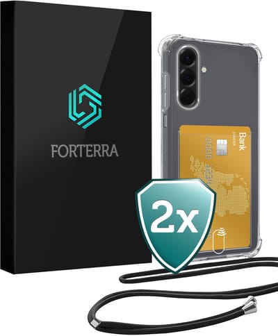 Hoesje Geschikt voor Samsung A17 Pashouder Case Siliconen Hoes Met Koord - Hoes Geschikt voor Samsung Galaxy A17 Met Telefoonkoord Hoesje Back Cover Met Pasjeshouder - Transparant - 2 PACK