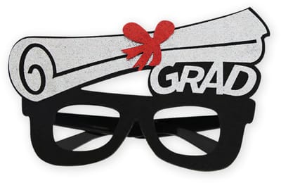 LUQ - Feestbril Graduation – Grote Zwart & Zilver Bril – Feestaccessoire voor Afstuderen & Geslaagd Momenten