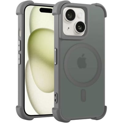 Coverzs matte Shock case met MagSafe geschikt voor iPhone 13 (grijs) - shockbestendig, MagSafe, premium bescherming, duurzaam