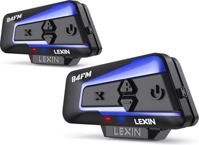 Lexin - B4FM-X - Motorfiets Intercom - Motorhelm - Bluetooth 5.0 - Headsets - Handsfree - Communicator - Interphone - Voor 10 ruiters - 2 stuks - 2000M