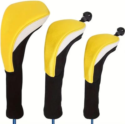 Livano Golfclub Headcover - Covers - Beschermers - Golfset - Geel - 3 Stuks